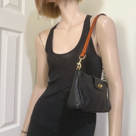 Vintage Y2K COACH 9154 Legacy Demi TurnLock Black Leather Crossbody Bag READ - Picture 2 of 16